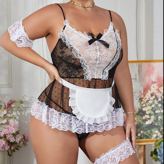 Xingya Plus Size Maid Slingback Lace Uniforms