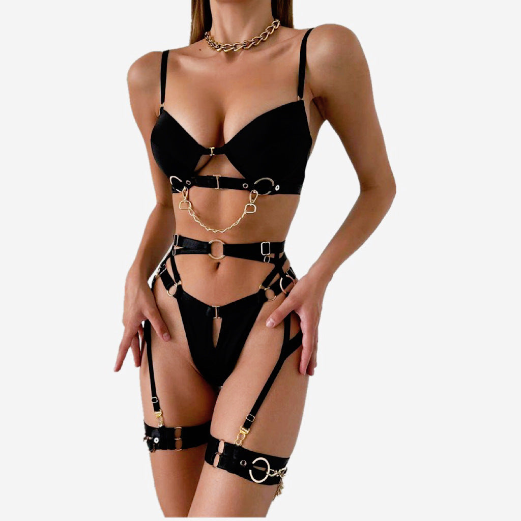 Xingya Metal Chain Open Buckle Erotic Lingerie Set